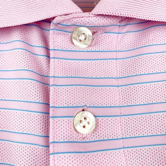BROOK BROTHERS Pink Blue Striped Polo Shirt S NEW - Picture 7 of 9